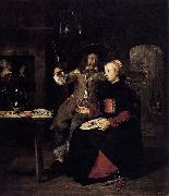 Gabriel Metsu Portrait of the Artist with His Wife Isabella de Wolff in a Tavern Sweden oil painting artist